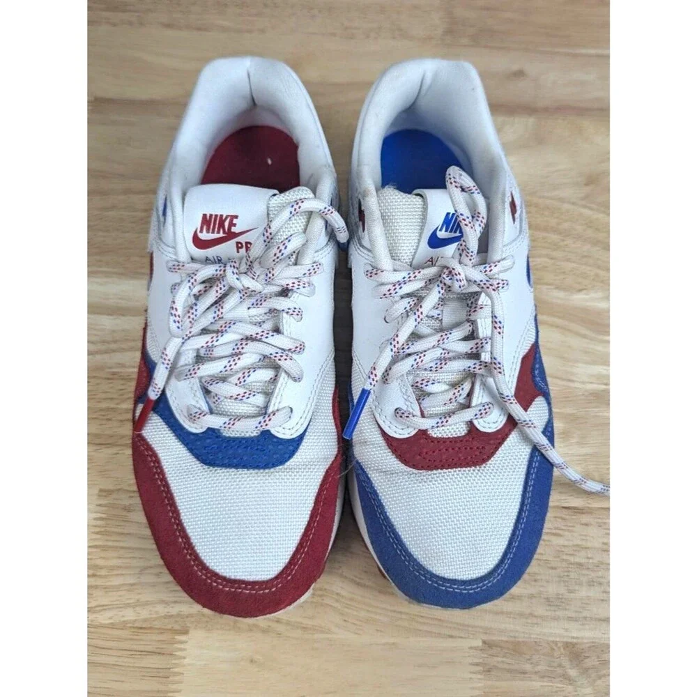 Nike | Air Max 1 Puerto Rico Pa'lante White Red Blue Sneakers Womens Size W 5.5